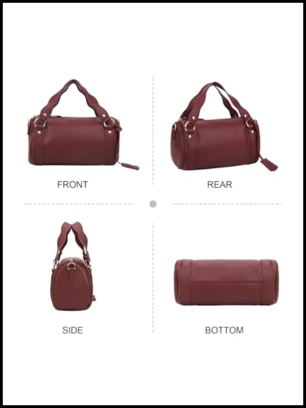 PU Leather Boston Crossbody Bag Top Handle Satchel Adjustable Strap Barrel Purse